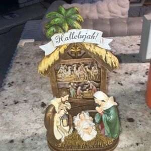 Napco Nativity Scene Figurine with Hallelujah Sign